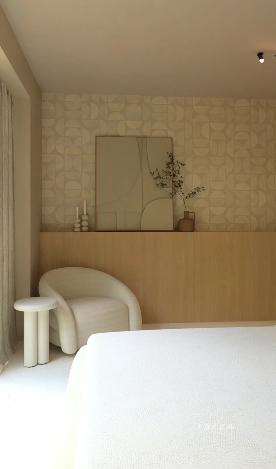 Habitación con papel geométrico